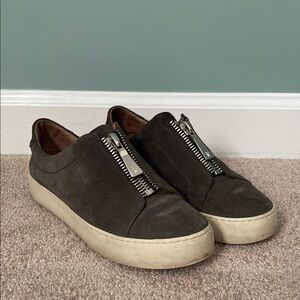 Frye Gray Zippered Suede Sneakers
